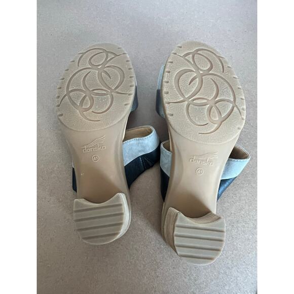 NWT Dansko Theresa Gray/Black Leather Multi-Strap Slip-On Block Heel Sandal 10.5 - Picture 9 of 11